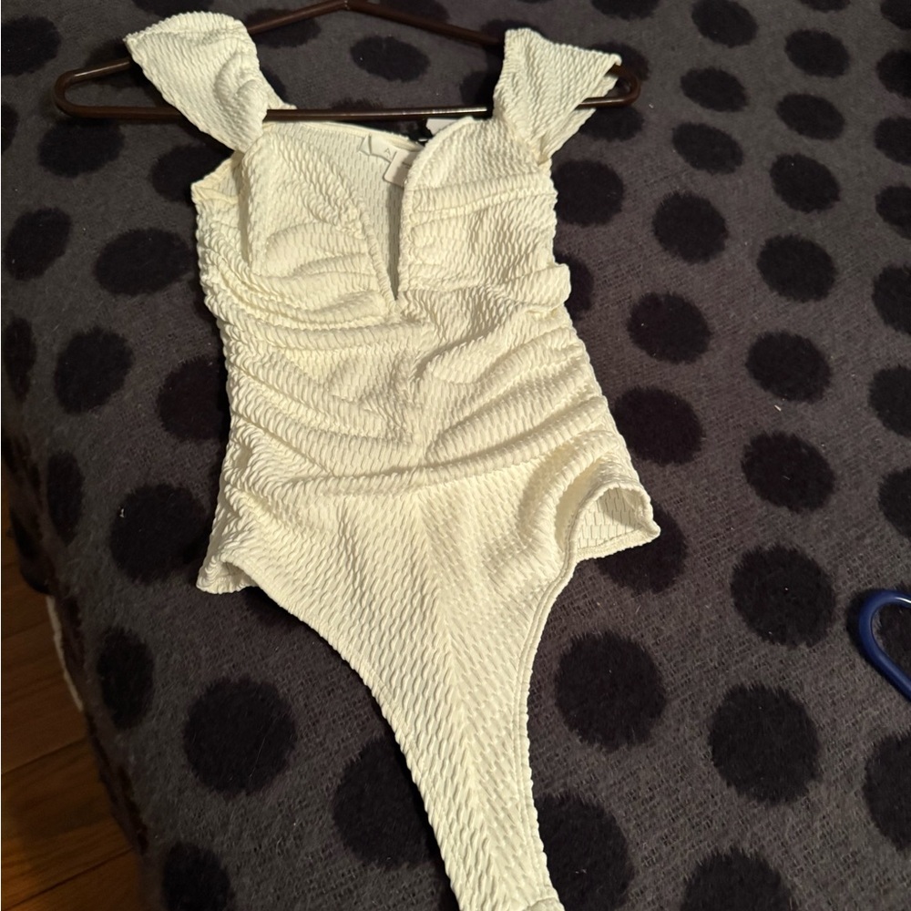 Apricot Lane Cream Textured Sexy Bodysuit
